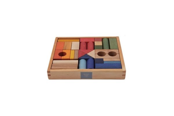Rainbow Wooden Blocks in Tray 30 pieces