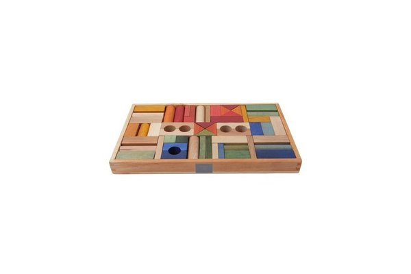 Rainbow Wooden Blocks in Tray 54 pieces